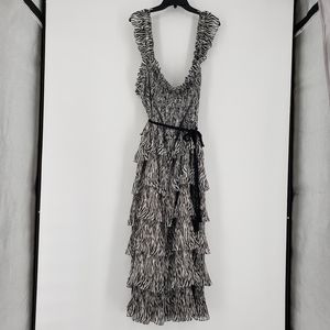 NWT Women's Ryegrass Zebra Tiered Chiffon Dress 3X
